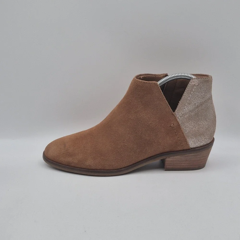 Frye and Co Boots Womens Size 9 Brown Suede Glitter Ankle Side Zip Western Style